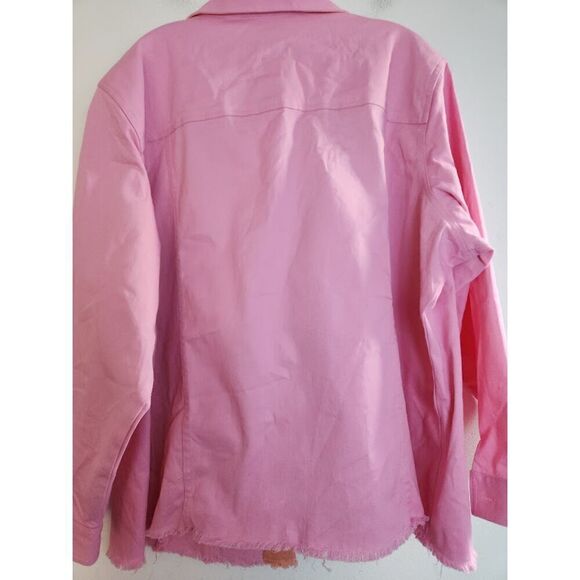 Quacker Factory Pink w/Orange Trim Rhinestone Detail Button Down Jacket size 2X - Picture 3 of 8